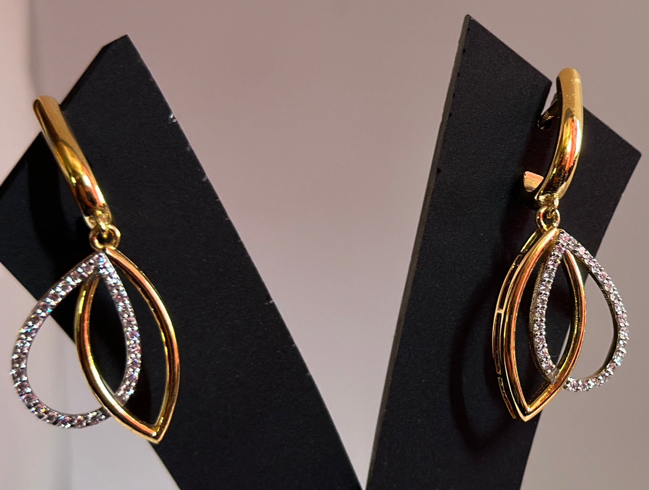 Lab Grown Diamonds Silver Earrings With Gold Finish