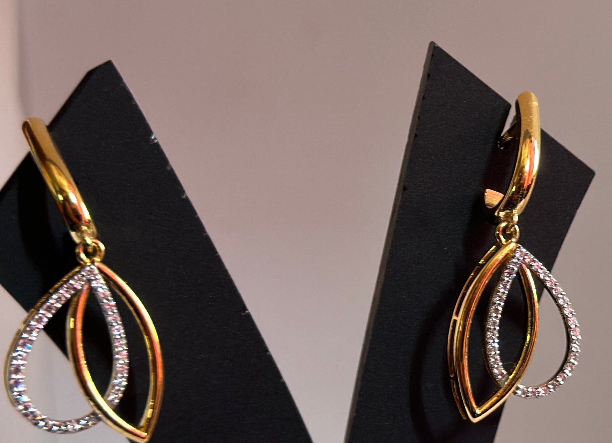 Lab Grown Diamonds Silver Earrings With Gold Finish