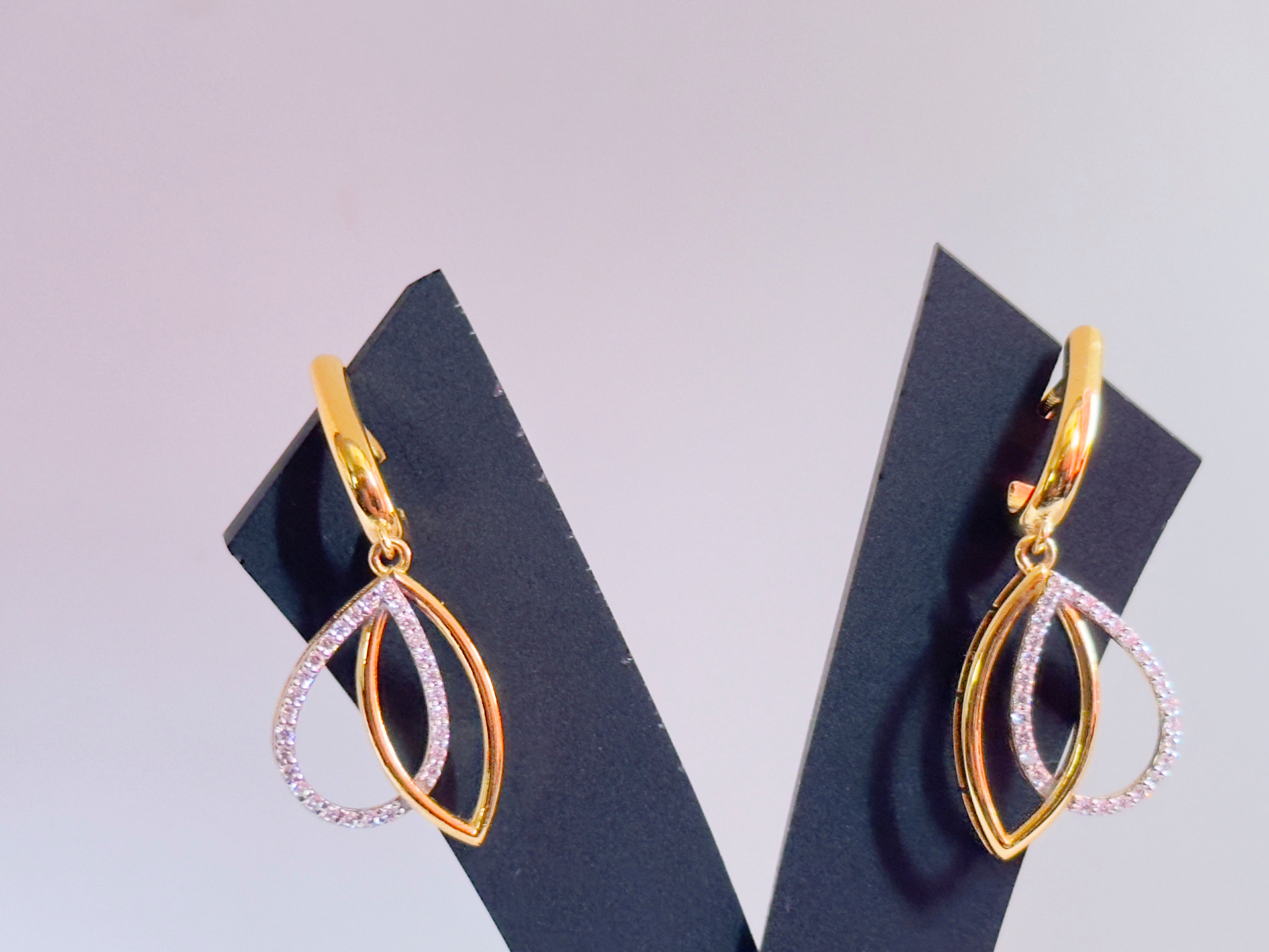 Lab Grown Diamonds Silver Earrings With Gold Finish