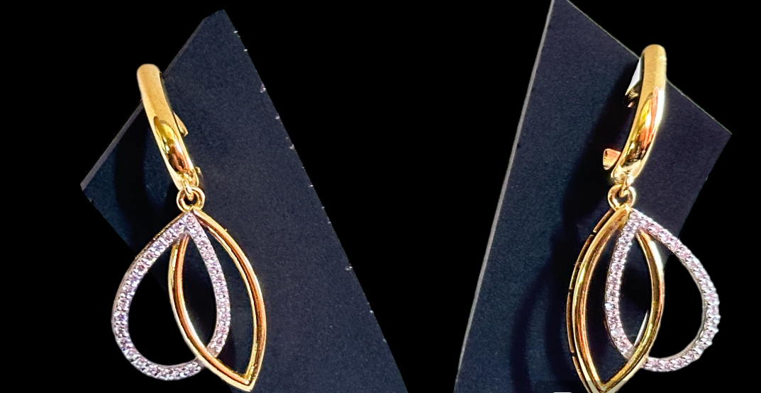 Lab Grown Diamonds Silver Earrings With Gold Finish