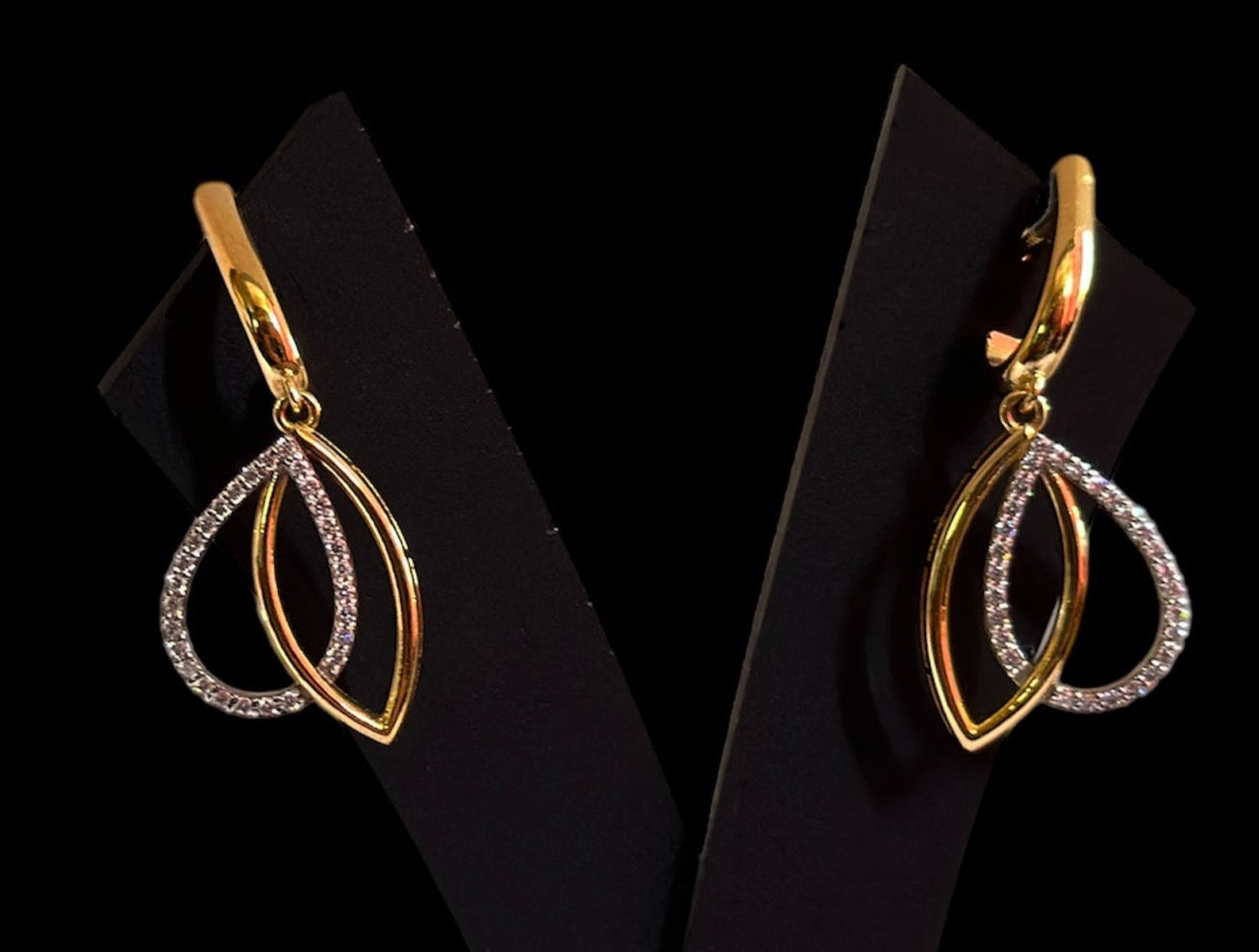 Lab Grown Diamonds Silver Earrings With Gold Finish