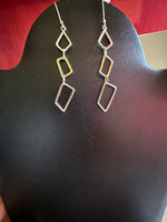 Load image into Gallery viewer, Long 92.5 Silver Geometric Design Earrings
