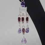 Load image into Gallery viewer, Fancy Elegant 925 Silver Earring with Garnet &amp; Amethyst
