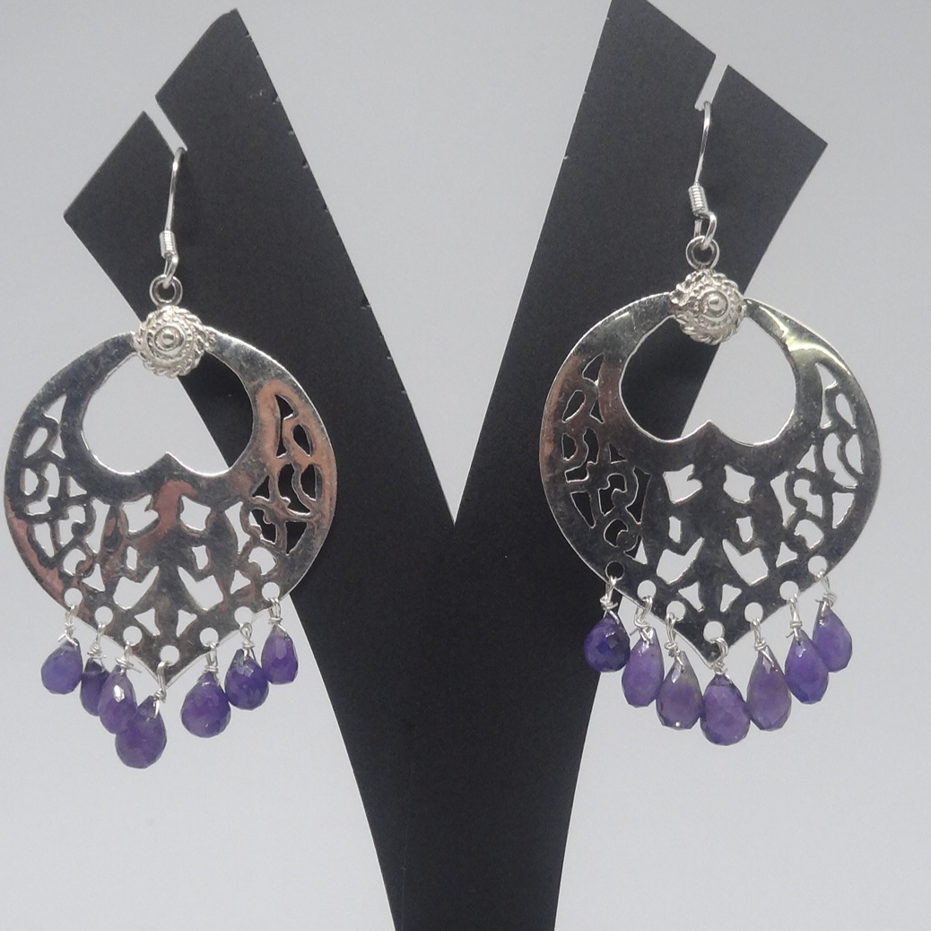 92.5 Silver Earrings With Amethyst
