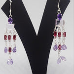 Load image into Gallery viewer, Fancy Elegant 925 Silver Earring with Garnet &amp; Amethyst
