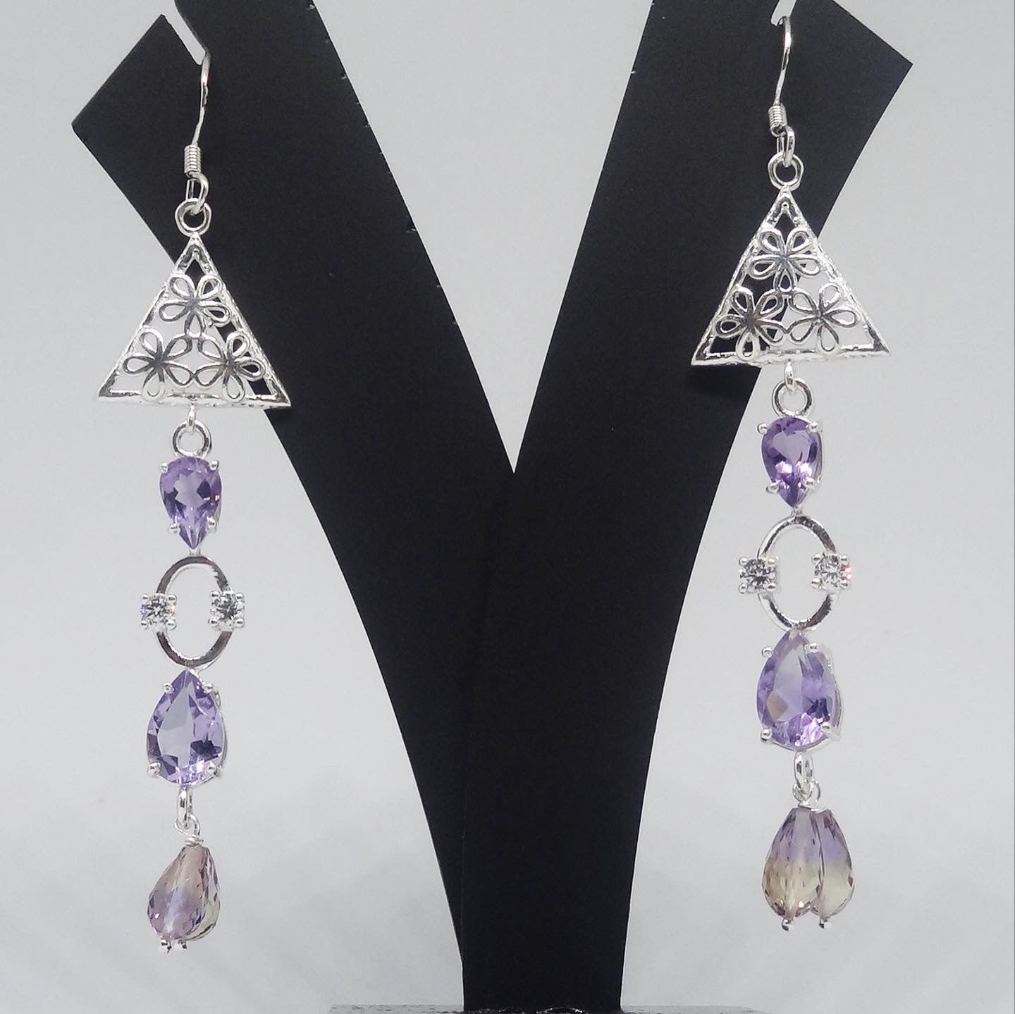 Extra Long Fashionable Silver Earrings