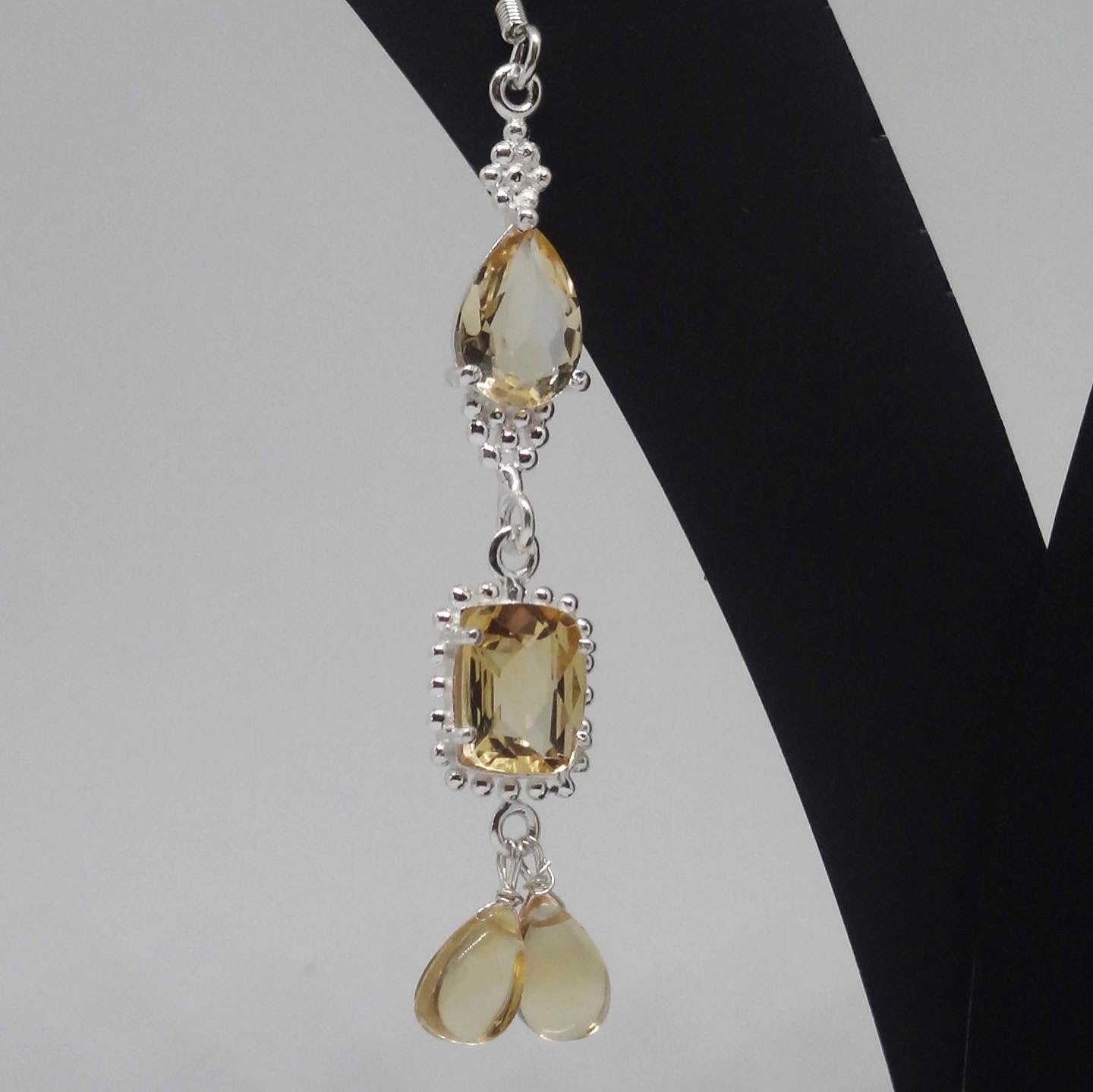 Long Citrine Silver Earring