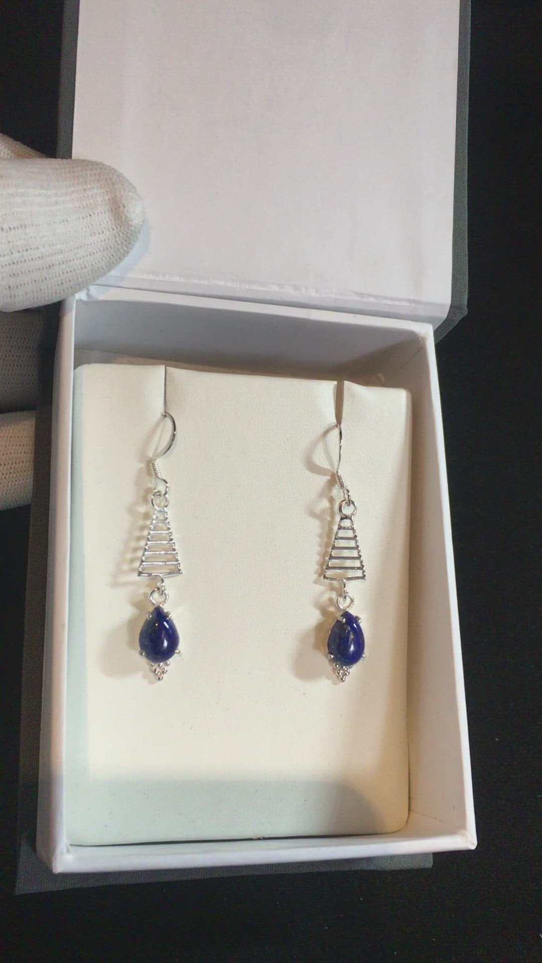 Lapis Lazuli Triangle Silver Earring