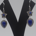 Load image into Gallery viewer, Gorgeous Star and Droplet Lapis Lazuli Silver Earrings
