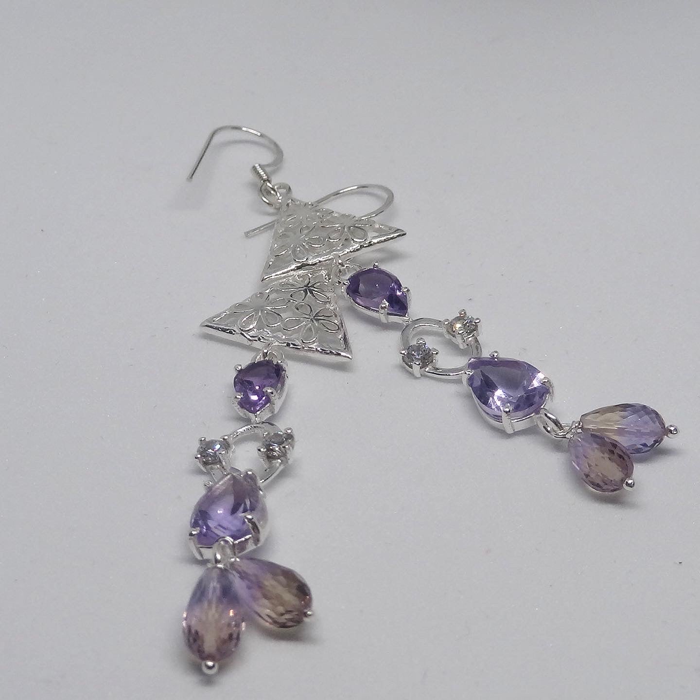 Extra Long Fashionable Silver Earrings