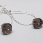 Load image into Gallery viewer, Hoop Silver Earrings with Smoky Topaz
