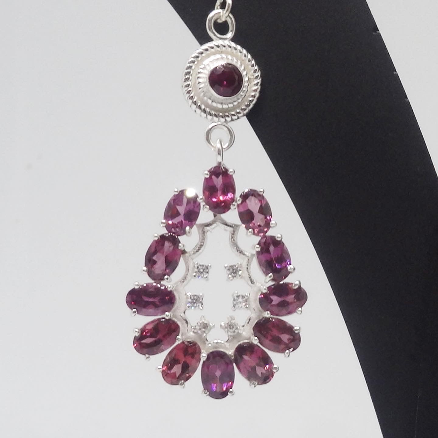 Gorgeous Water Droplet Garnet Silver Earrings