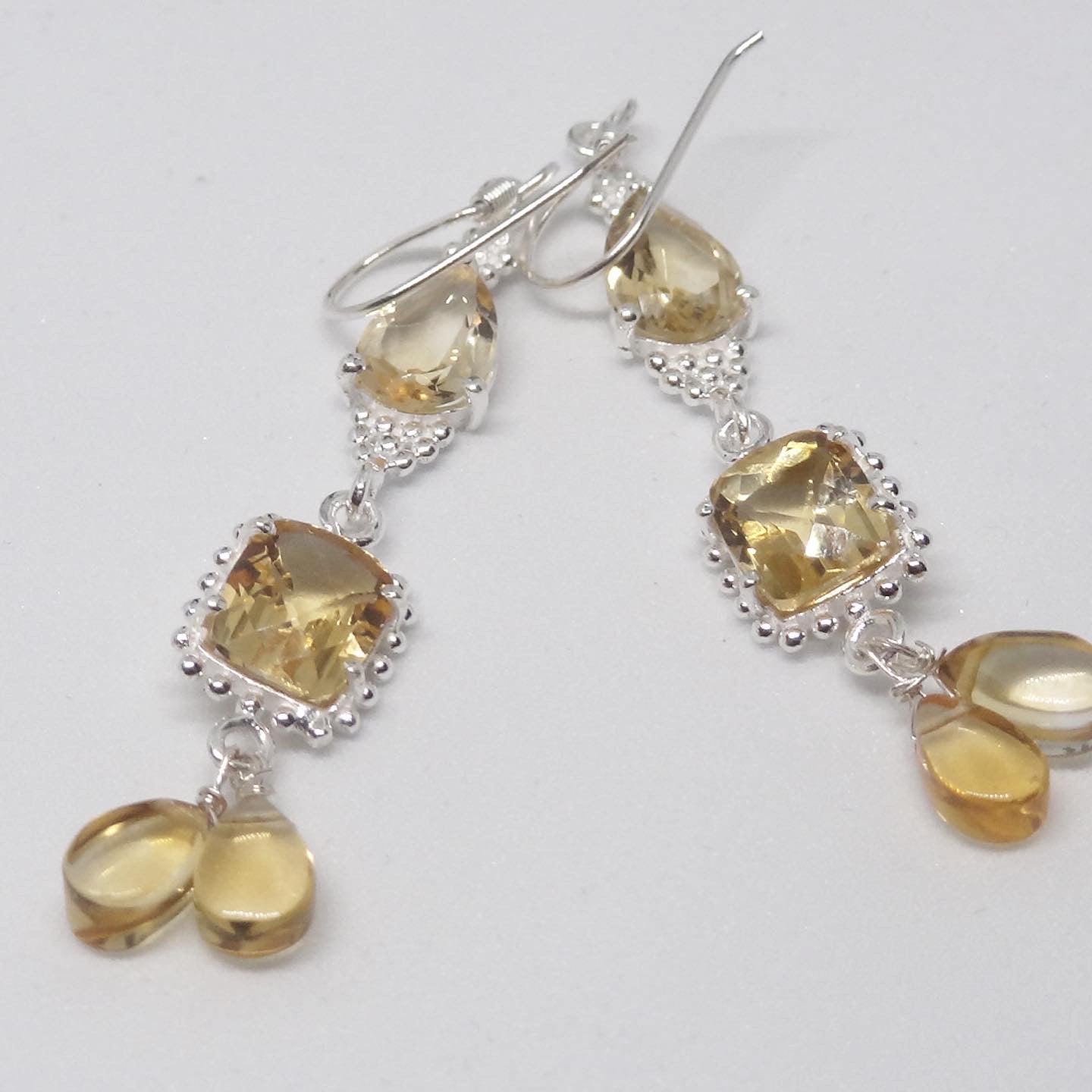 Long Citrine Silver Earring