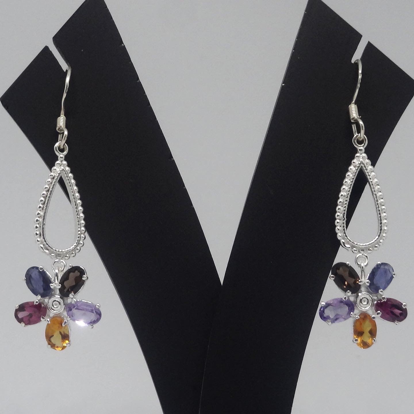 Multi Color Fancy Earrings in 925 Silver