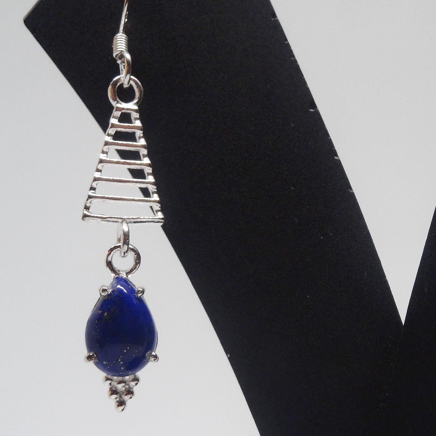 Lapis Lazuli Triangle Silver Earring