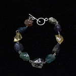Load image into Gallery viewer, 925 Silver Bracelet with Rough Cut Precious Stones
