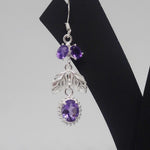 Load image into Gallery viewer, Amethyst Earrings With Silver Leaves
