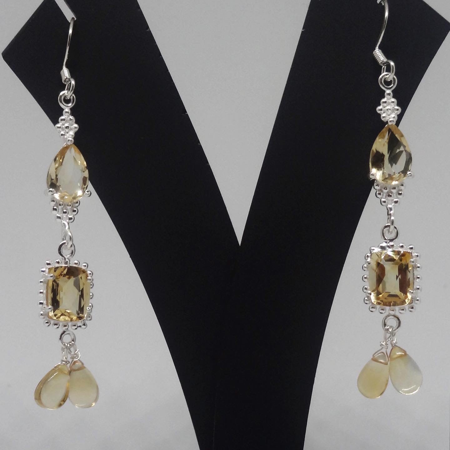 Long Citrine Silver Earring