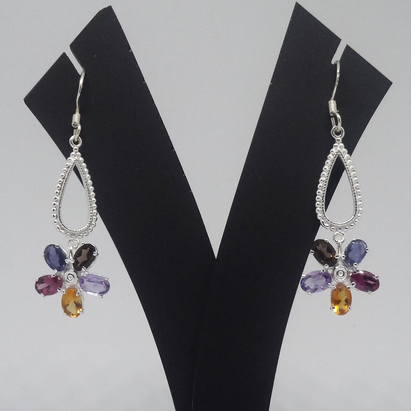 Multi Color Fancy Earrings in 925 Silver