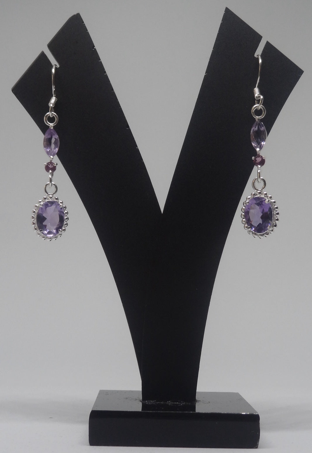 Long Drop Earrings - Amethyst