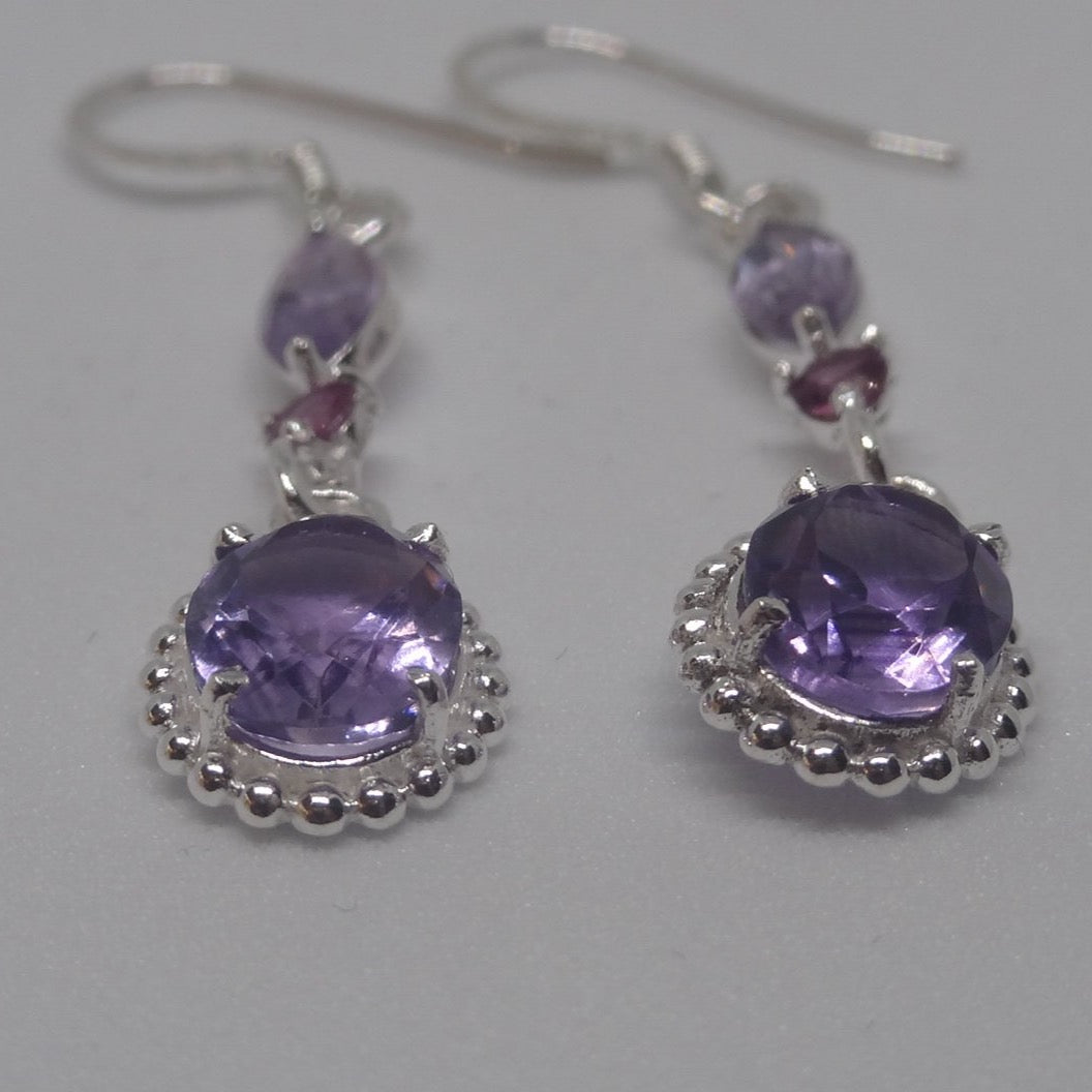 Long Drop Earrings - Amethyst