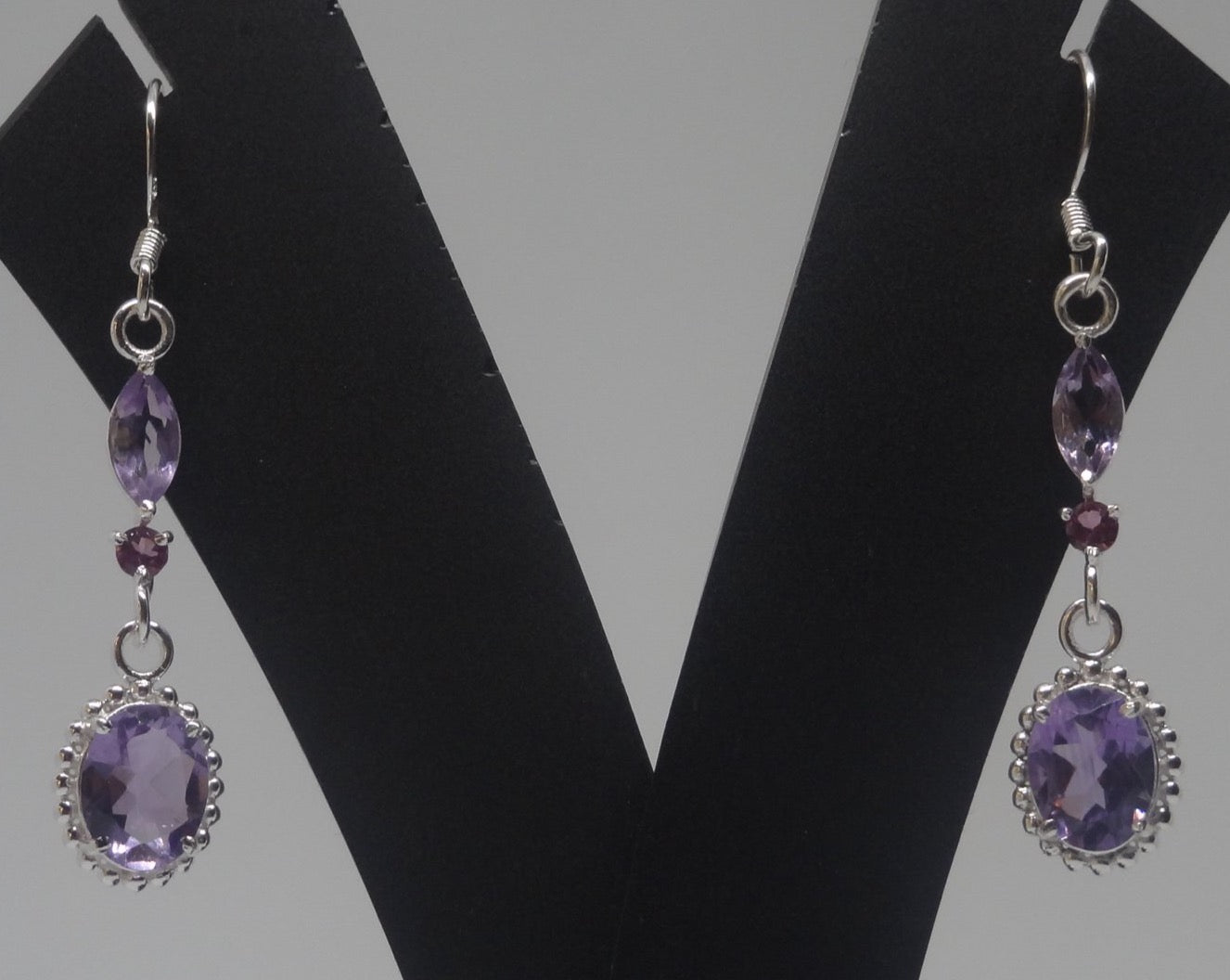 Long Drop Earrings - Amethyst