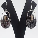 Load image into Gallery viewer, Smoky Topaz Lock Shaped 92.5 Silver Earring

