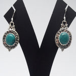 Load image into Gallery viewer, Oxidised Silver Turquoise Earrings
