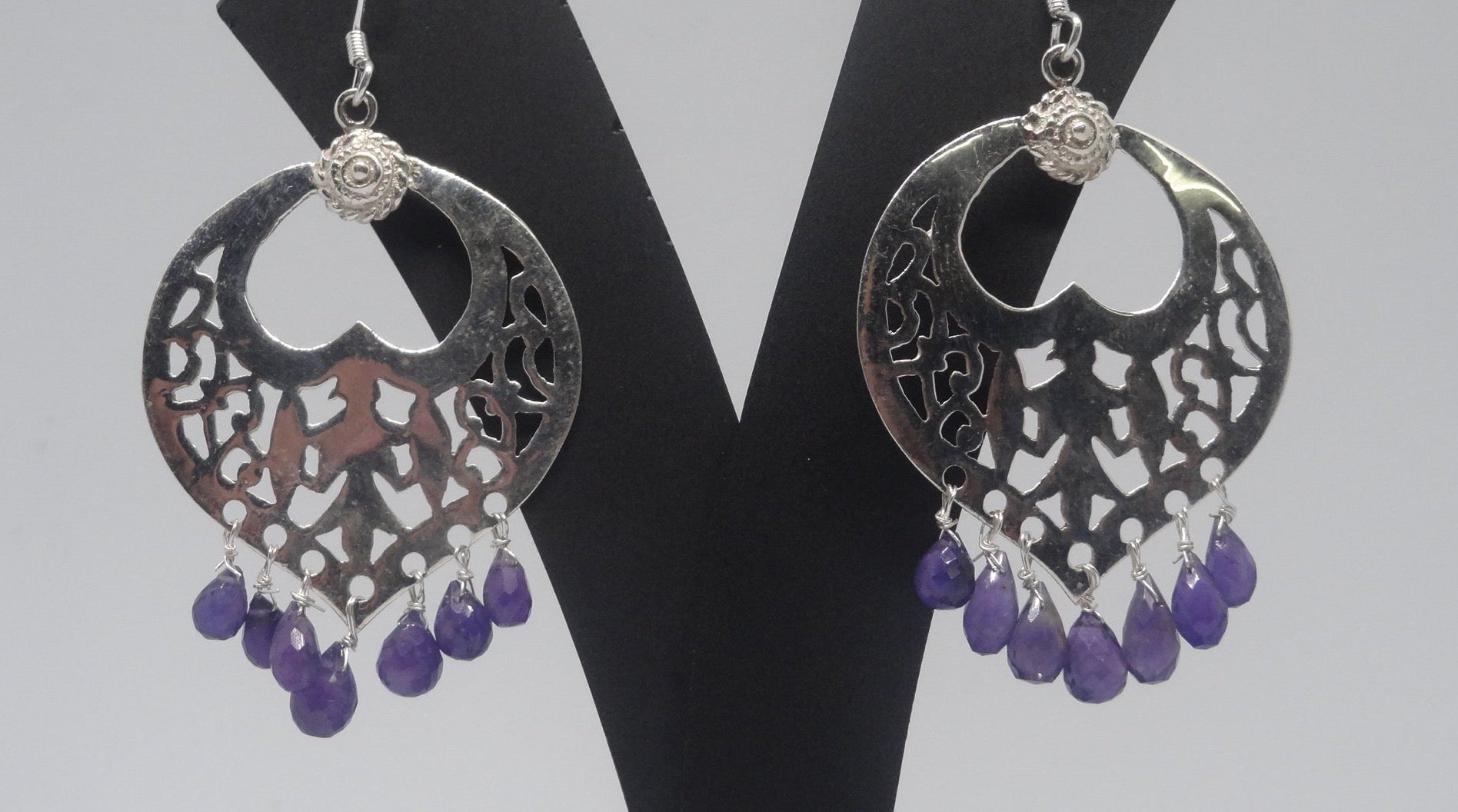 92.5 Silver Earrings With Amethyst