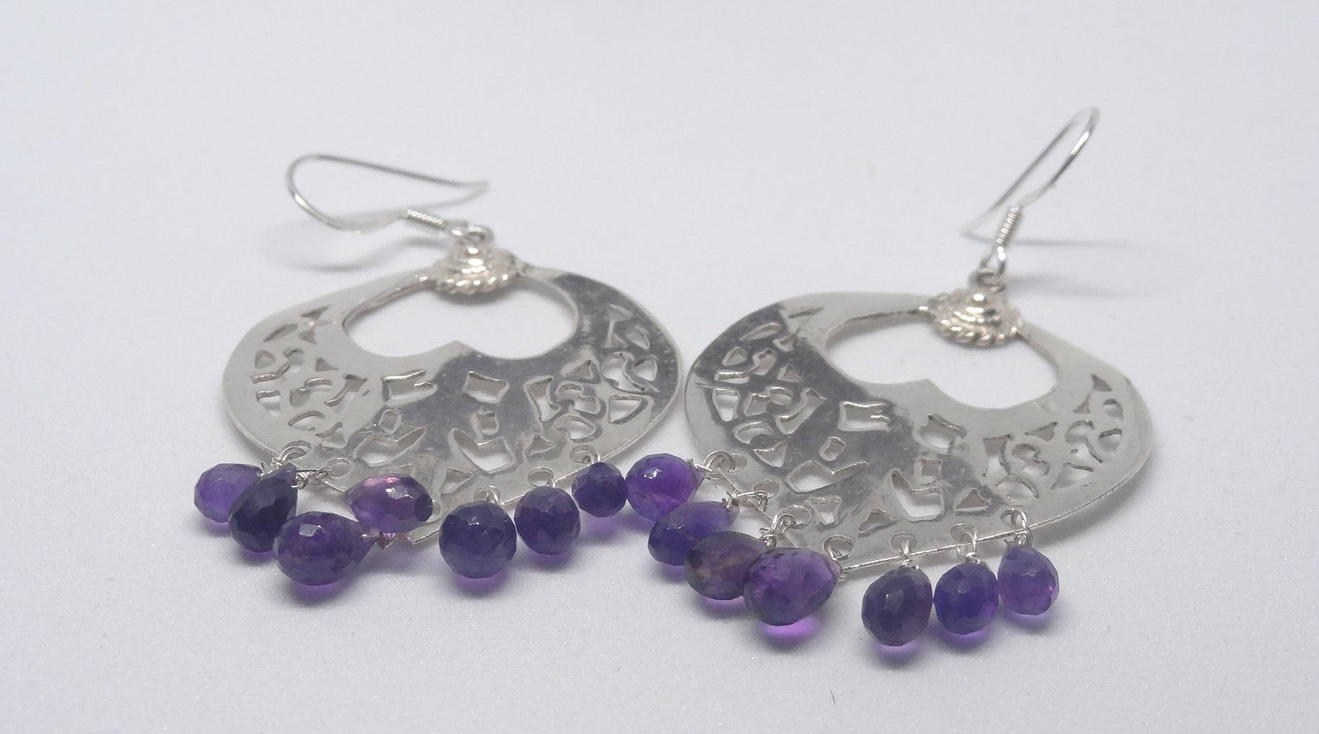 92.5 Silver Earrings With Amethyst