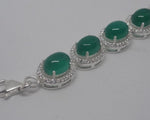 Load image into Gallery viewer, Green Onyx Silver Bracelet with American Diamonds
