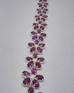 Load image into Gallery viewer, Pink Flower Petal 925 Silver Bracelet with Garnets
