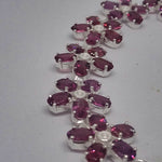 Load image into Gallery viewer, Pink Flower Petal 925 Silver Bracelet with Garnets
