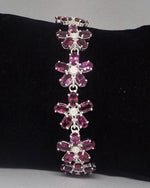Load image into Gallery viewer, Pink Flower Petal 925 Silver Bracelet with Garnets
