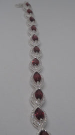 Load image into Gallery viewer, 92.5 Silver Bracelet With Marquise Shaped Garnet And American Diamonds
