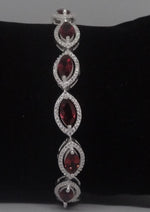 Load image into Gallery viewer, 92.5 Silver Bracelet With Marquise Shaped Garnet And American Diamonds
